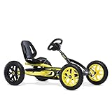BERG Gokart Buddy Cross | Kinderfahrzeug, Tretfahrzeug mit hohem Sicherheitstandard, Luftreifen und Freilauf, Kinderspielzeug geeignet für Kinder im Alter von 3-8 Jahren, Gelb/Schwarz