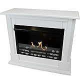 Bio-Ethanol-Kamin, Kamin-Modell Emily Deluxe, Farbe: Royal-Weiß, verstellbarer Edelstahl-Brenner, inkl. Sicherheitsglas