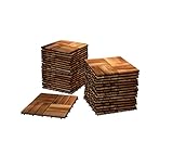 SAM Holzfliese 02, Akazienholz massiv + geölt, 99 Fliesen für 9 m², 30x30 cm, Bodenbelag mit Drainage, Balkonfliesen/Terrassenfliesen/Klickfliesen