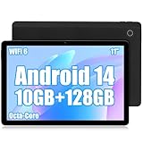 Ainmel Tablet 11 Zoll, Android 14 Tablet with Octa Core 2.0GHz Prozessor, 10GB RAM 128GB ROM 1TB TF, 5G+2.4G WiFi 6, 8+5MP Dual Kamera, 6800mAh Akku, Bluetooth 5.0 Schwarz