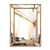 KXWOQ3ED 65x90 cm Badspiegel, Großer Deko-Wandspiegel mit Abgeschrägtem Spiegelrahmen, Rechteckiger Hängespiegel für Wohnzimmer, Eingangsbereich, Schlafzimmer, Waschraum