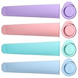 Tucnoeu 4 Stück Wassereis Tüten, Eisformen Silikon, Wiederverwendbare Eisformen mit Deckel, BPA-frei, für DIY Wassereis (Pink, Blau, Grün, Lila)