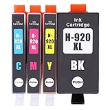 WIHFHGZ Ink Cartridge für Officejet 6500 6500A 7500A 4 Stück, Schwarz Blau Rot Gelb - Hohe Druckqualität, Intelligenter Chip, Für Büro und Zuhause