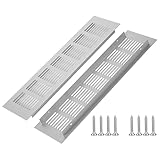 2 Stück Lüftungsgitter Aluminium, Belüftungsgitter Rechteckig 30 x 8 cm mit 8 Schrauben Türlüftungsgitter Abluftgitter Korrosionsschutz fur Belüftung von Schränken und Schlafzimmern