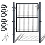 Daromigo Metall Gartentor, 120x100 Gartentür aus verzinktem Stahl, inkl. Griff, Schloss und 3 Schlüsseln, Robust Zauntor Hoftor, Zauntür Gartenzaun, Anthrazit