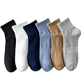 Dybag 6 Paar Herren-Sportsocken aus Baumwolle, dünne, atmungsaktive Baumwollsocken, trendige, einfarbige Freizeitsocken, Schwarz, Einheitsgr��e
