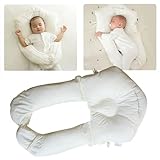 Baby Seitenlagerungskissen, Baby Kissen für KopfschutzBaby, Kopfstützkissen gegen Plattkopf, KeilkissenBaby, Verstellbare Lagerungshilfe für Kopf und Körper, Abnehmbar und Waschbar, 72 x 40 cm