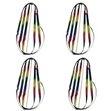 WTRYT Tanz Band 4 Stück Regenbogen Gymnastikband Mit Stab Sportgymnastik Band Wirbelband Stange Schwungband Dance Streamer Twirling Stock Geschicklichkeit Baton Gymnastics Ribbon für Talent Shows