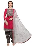 EthnicJunction Damen Baumwolle Unstitched Salwar Kameez Kleid Material mit Dupatta, Barbie Pink, Einheitsgröße