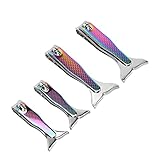 Nagelknipser-Set, Nagelschneider, Edelstahl, Cartoon-Fischschwanzform, 4 Stück für Nagelstudio