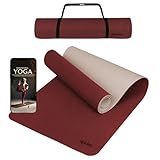 ALPIDEX Yogamatte rutschfest 190 x 61 x 0.6 cm | 190 x 90 x 0.6 cm E-Book Phthalatfreie Fitness TPE Matte Gymnastik Turnen Pilates Sport Yoga Trainingsmatte, Bordeaux/Cream, 190 x 61 x 0.6 cm