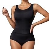 Generisch Menstruations Bikini, Perioden Badeanzug Schwarz, Menstruations Bademode Zum Schwimmen Ohne Bügel Periodenbadeanzug Mittlere Blutung Bauchweg Große Größe Für Damen Und Mädchen Schwarz XL