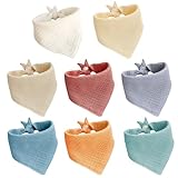 Foydream 8 Stück Lätzchen Baby Super Weich Saugfähig, Baumwolle Dreieckstuch Verstellbares Halstuch für Neugeborene Kleinkinder