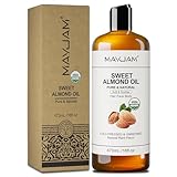 MAYJAM Süßes Mandelöl Bio 473ML, Körperöl Mandelöl Kaltgepresst Reines Natürliches Trägeröl für Haut Haare, Hautöl Reparatur und Pflege, USDA Organic Sweet Almond Oil für Massage