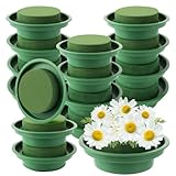 DAJAVE 16 Stück Steckschaum Rund Blumensteckmasse 12x4 cm Steckschwamm Grün Blumensteckschaum Steckmoos Steckmasse für Frischblumen, Hochzeiten, Geburtstage, Garten, Wohnung Deko, Schale