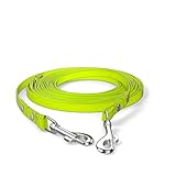 5m Schleppleine, Hundeleine, 2 Karabiner & D-Ring, Neon-Gelb, extra schmal, schmutz- und wasserabweisend