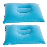 EIHI 2 Stück 38x24cm Aufblasbares, outdoor kissen reisekissen, strandkissen, für Camping/Reise mit abnehmbarem Kissenbezug, ergonomisches Kissen, bequem, für Reisen/Outdoor, Himmelblau