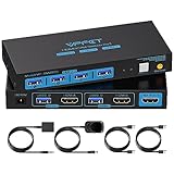 USB 3.0 HDMI KVM Switch 2 PC 1 Monitore 4K60Hz KVM-Switches für 2 Computer teilen sich 1 Satz Maus, Tastatur, U-Disk-Drucker, Unterstützung für bis zu 4 USB-Geräte