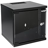 HMF 63406-02 Netzwerkschrank, Serverschrank 10 Zoll | 6 HE | 300 mm Tiefe | Voll montiert | Glastür | Schwarz