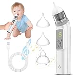 Nasensauger Baby, Nasensauger Baby Elektrisch 5 Saugstufen & 3 Silikonspitzen，IPX6 Wasserdicht,Wiederaufladbar，Mit Musikfunktion, LCD-Display, Nasensauger Geeignet für Babys und Kinder