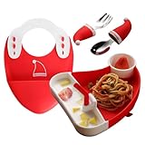 Silicone Fütterungsset Für Babys,Selbstfütter-Set für Kleinkinder,Weihnachts Geschirr Set Für Haushalt Reise Hotel Restaurant Kita - Beschäftigte Betreuer Neue Eltern Kinder Camping