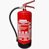 Pulver Feuerlöscher 6kg | Geeignet für die Brandklassen ABC | 43A 233B C | 12 Löscheinheiten (LE) | Gemäß DIN EN 3-7 | mit Wandhalterung