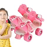 Verstellbare Rollschuhe, Skating-Schuhe Für Kinder | Quad-Skating-Skateschuhe Für Kinder-Zweireihig, 4, Schuhe Müssen Nicht Ausgezogen Werden, Freizeitaktivitäten Im Freien Für Anfänger, Teena