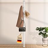 LOBUX® - Garderobenständer ausziehbar, 5 Haken [weiß, 110-310cm] – Teleskop Kleiderständer stabil – Garderobe platzsparend aus Metall – Herrendiener Schlafzimmer – Flurgarderobe – Wäscheständer Balkon
