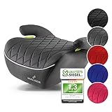 WALSER Premium Kinder Sitzerhöhung Auto, Qualitätssieger Sehr Gut* Kindersitz Auto 125-150 cm, Kindersitzerhöhung Auto Andy neueste Norm 2024 ECE R 129, Sitzerhöhung Auto Kindersitz schmal grau