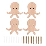 Toyvian Octopus Kleiderhaken aus Hochwertigem Eichenholz Wandmontierte Garderobenhaken mit Hoher Tragkraft für Kleidung Schlüssel und Handtücher Platzsparend und Installieren