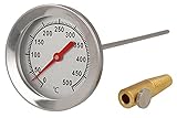 Lantelme Grill- und Smokerthermometer aus Edelstahl – Mit 15 cm Sonde für präzise Temperaturkontrolle bis 500°C – Thermometer geeignet für Pizzaofen, BBQ, Backofen und Smoker