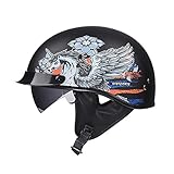 GAOZ Motorrad Helm Motorrad Open Face Halb Helm mit Visier für Bike Cruiser Scooter Roller Retro Style Moped Helm Für Männer Und Frauen ECE-zugelassener
