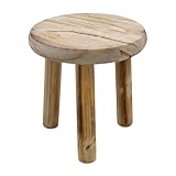 Spetebo Holz Blumenhocker geflammt mit 3 Beinen - 20 cm - Massivholz Deko Hocker rund klein im Used Look - Landhaus Pflanzenhocker Blumenständer Pflanzenständer Podest für Zimmerpflanzen