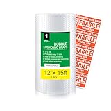 WANGUAGUA Luftpolsterfolie für Umzugskartons, dickere Polsterung, 30,5 cm x 4,8 m, perforiert