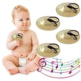 Fingerbecken Messing,2 Paar Fingerzimbeln,Finger Becken Musikinstrument,Handtrommeln mit Elastischen Bändern für Musikinstrumente,Rhythm Maker für Tänzer Ball Party