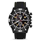 OFFCUP Herren Uhr Männer Analog Quarz Chronograph Silikon Armband, Armbanduhren Herren Uhren Herren Mode Casual Business Uhr für Herren Klassische Elegantes Geschenk -Gelb