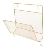 HOODANCOS Wandregal für hängender Bücherständer Wandorganisator Plattenständer Buchende bücherregal book shelves Wandmagnierte Regal Kleinigkeiten-Organizer-Rack Schmiedeeisen Golden