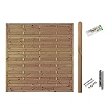 Sichtschutz Zaun Holz Berlin | Erweiterungsset mit Montagematerial, Lamellenzaun und Pfosten| Dichtzaun, Garten Sichtschutzzaun, Holzzaun, Gartenzaun, Zaunelemente