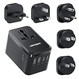 LENCENT Reiseadapter Weltweit, 30W Universal Reisestecker Adapter mit 3 USB C und 2 USB A, Internationaler Steckdosenadapter für USA England Japan Malediven Sri Lanka Australien (Typ A/C/D/G/I)