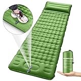 Isomatte Camping Selbstaufblasend, 10CM Verdicktes Aufblasbare Matratze mit Fußpresse Pumpe und Kissen, Ultraleicht Wasserdicht Luftmatratze Outdoor, Anti-Ripstop Schlafmatte für Wandern und Strand
