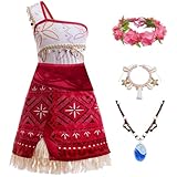DGMYFY Prinzessin Ozeanien Kleid mit Fluoreszierende Halskette,Muschelarmband,Kronengirlande Prinzessin Kleidung Mädchen Geburtstag Karneval Halloween Cosplay Kostüm Kinder