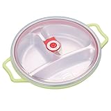 Mikrowellen Teller 1,3L: Mikrowellengeschirr mit Deckel und Handhaben, Runden Salatschüssel mit 3 Fach Aufteilung, Deckel mit Belüftung, Lunchbox Mikrowellen- und Spülmaschinenfest Kühlschrank (Grün)