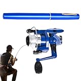 Angelrute – Kombination Teleskoprute mit Rolle | Stift-Rute, rutschfest, tragbar, 99 cm, ideal für Angler, Seen, Flüsse, Meer, Kai, Teich