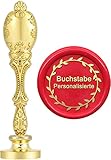 Mogokoyo Customized Kundenspezifische Gravur Wachs Siegelstempel Stempel mit Metall Griff Vintage Retro Siegel Personalisierte Segen Gold (Alphabet Kundenspezifische Gravur)
