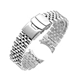 Juntan 22mm Edelstahl Uhrenarmband Gebogene Enden Konisch Flexibles Metall Uhrenarmbänder Armband Silber Schwarz Ersatzarmband Faltschließe