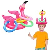 BHIPKOT 5 Stück Wurfspiel Flamingo Aufblasbare Ringwurfspiel Eltern Partyspiele für Sommer Hawaii Party Hochzeit Sommer Pool Party Outdoor Indoor Spiele (5 Stück)
