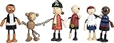 small foot Biegepuppen Piraten Figuren aus Holz, 5 Piraten und 1 Affe, detailreich und flexibel, ab 3 Jahren, 12412