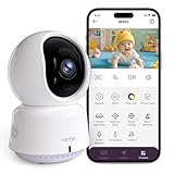 Comfyer Babyphone mit 2K Kamera Tragbares Vox-Funktion Temperatursensor Nachtsicht-Video-Babyfon 2,4 Ghz, Intelligentes Standby Baby Monitor Gegensprechanlage Schlaflieder Lange Akkulaufzeit