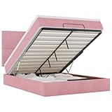Eleganz Ottoman-Bett mit Matratze 140x200 cm Rosa Samt – Platzsparendes Schlafzimmermöbel mit Stauraum für kleine Räume, Bequeme Matratze inklusive