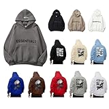 Herren Kapuzenpullover Y2K Hoodie Oversized Doppellinie Geklebte 3D-Buchstaben Hip Hop Paare Pullover Sportbekleidung Unisex-Fleece-Sweatshirt Mit Kapuze